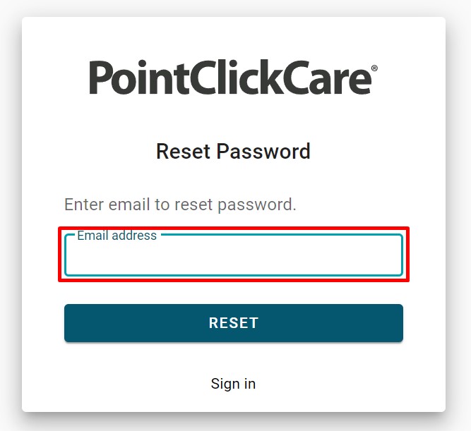Pointclickcare Reset Password Steps
